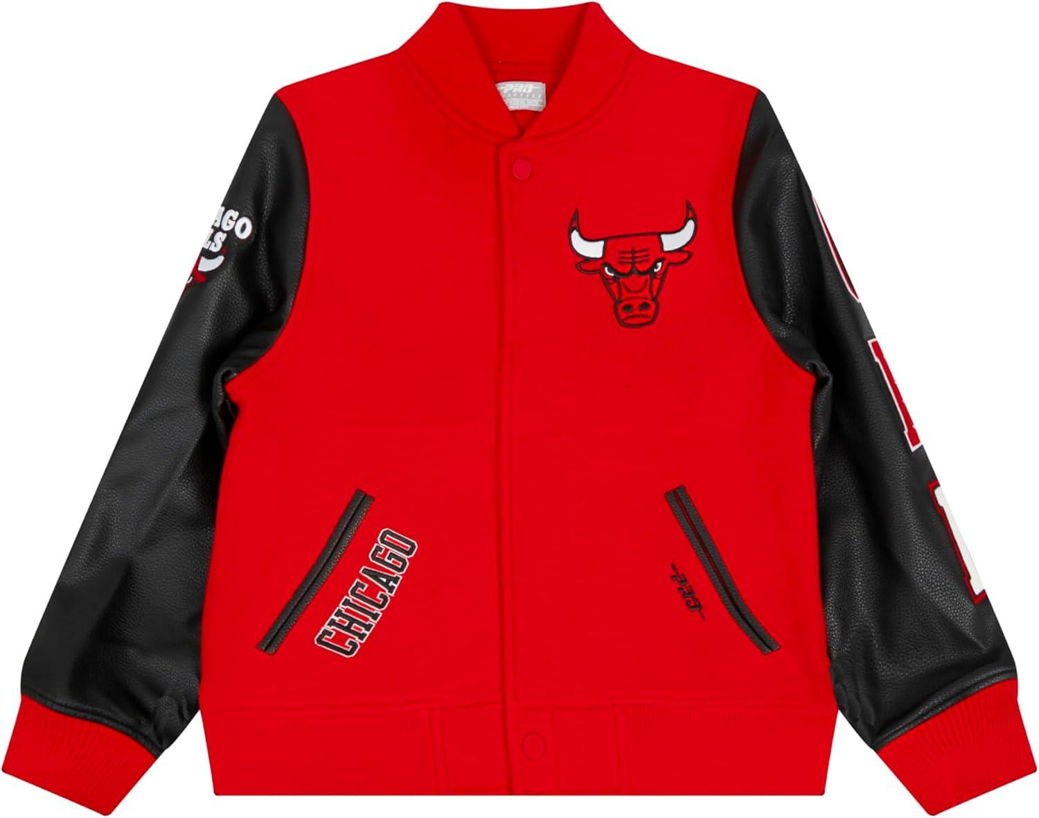 image:imagePro Standard NBA boys Pro Standard Big Boys Nba Classic Chenille Wool Varsity JacketRedBlack