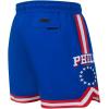 Mens NBA Classic Chenille Cotton Double Knit Athletic Short(Royal Blue/Red)