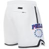 Mens NBA Classic Chenille Cotton Double Knit Athletic Short(White/Royal Blue)
