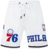 Mens NBA Classic Chenille Cotton Double Knit Athletic Short(White/Royal Blue)