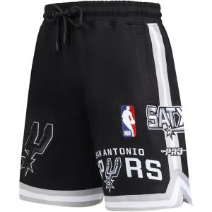 Mens NBA Classic Chenille Cotton Double Knit Athletic Short(Black/Gray)