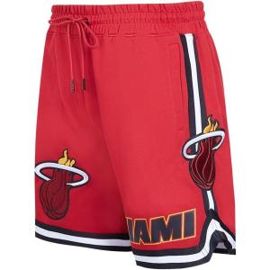 Mens NBA Classic Chenille Cotton Double Knit Athletic Short(Cardinal Red/Black)