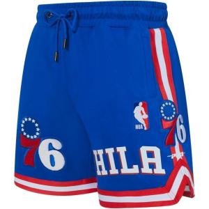 Mens NBA Classic Chenille Cotton Double Knit Athletic Short(Royal Blue/Red)