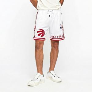 Mens NBA Classic Chenille Cotton Double Knit Athletic Short(White/Red)