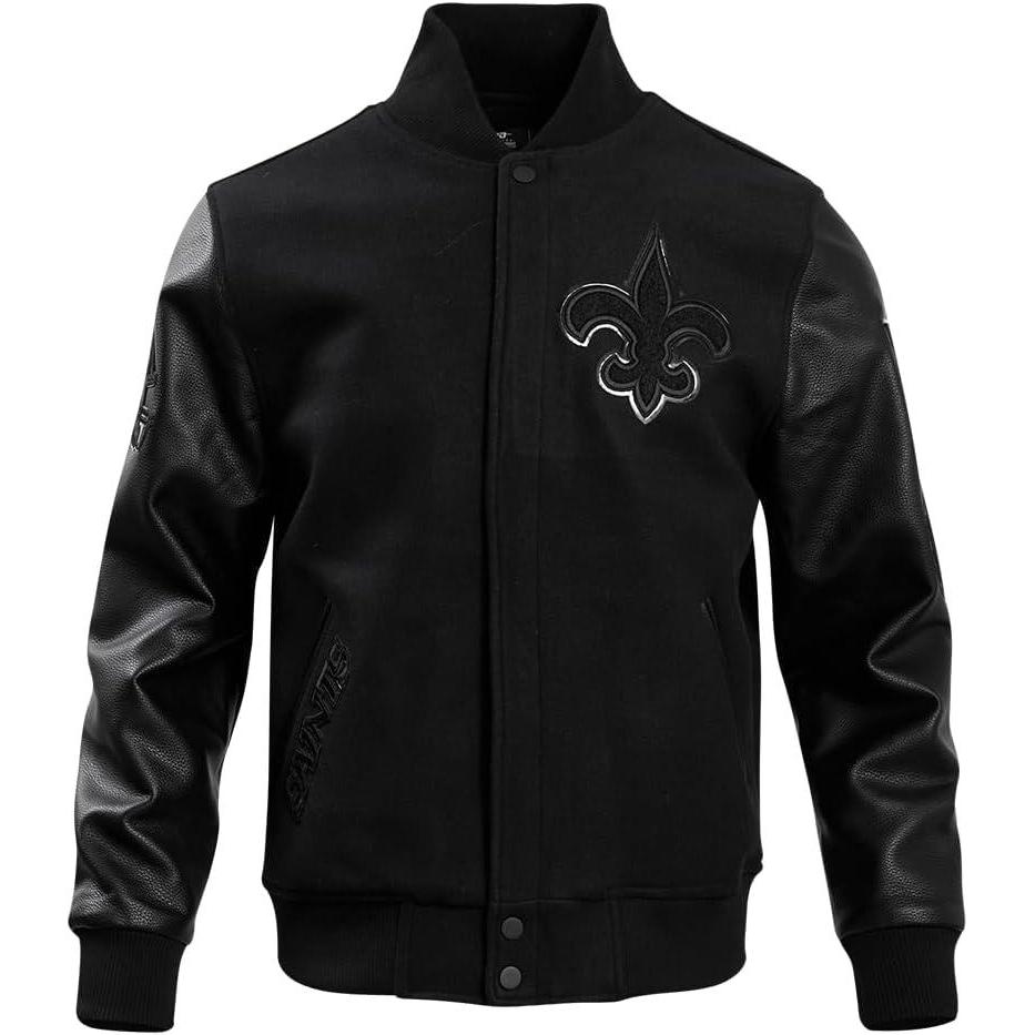 image:imagePro Standard Mens NFL New Orleans Saints Classic Triple Black Varsity Jacket XL