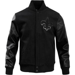Pro Standard Mens NFL New Orleans Saints Classic Triple Black Varsity Jacket XL
