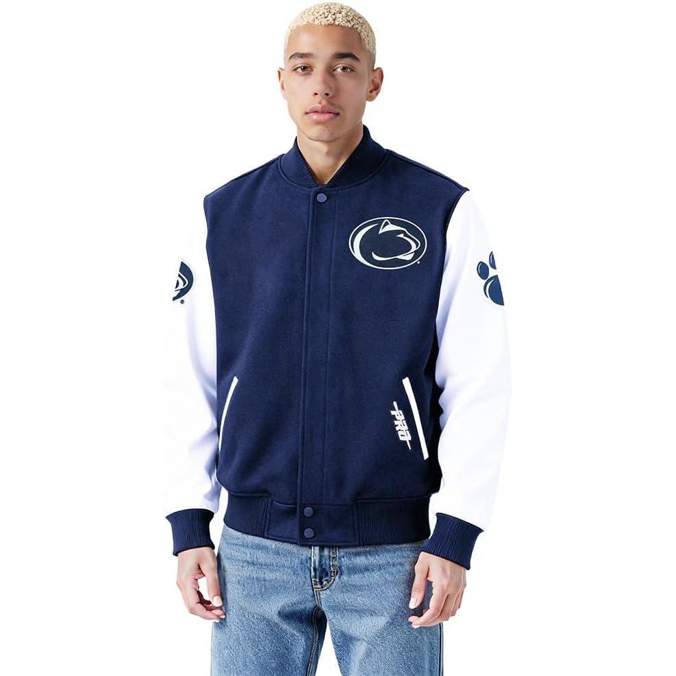 image:imagePro Standard Mens College Classic Chenille Wool Varsity JacketMidnight NavyWhite