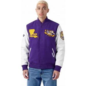 Pro Standard Mens College Classic Chenille Wool Varsity Jacket(Purple/White)