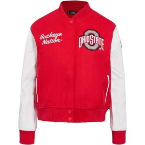 Pro Standard NCAA womens Womens College Classic Essentials Wool Varsity Jacket(Red/White)