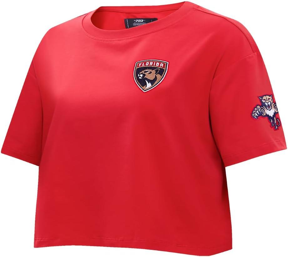 image:imagePro Standard NHL Womens Womens NHL Classic Chenille Cotton Single Jersey Short Sleeve Boxy TeeRed