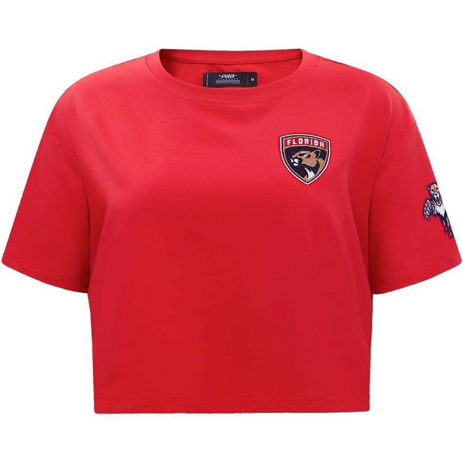 image:imagePro Standard NHL Womens Womens NHL Classic Chenille Cotton Single Jersey Short Sleeve Boxy TeeRed