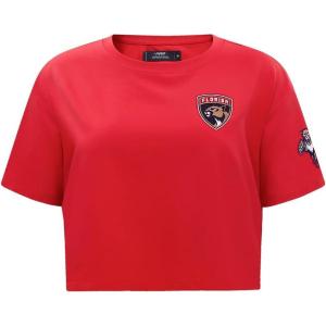 Pro Standard NHL Womens Womens NHL Classic Chenille Cotton Single Jersey Short Sleeve Boxy Tee(Red)
