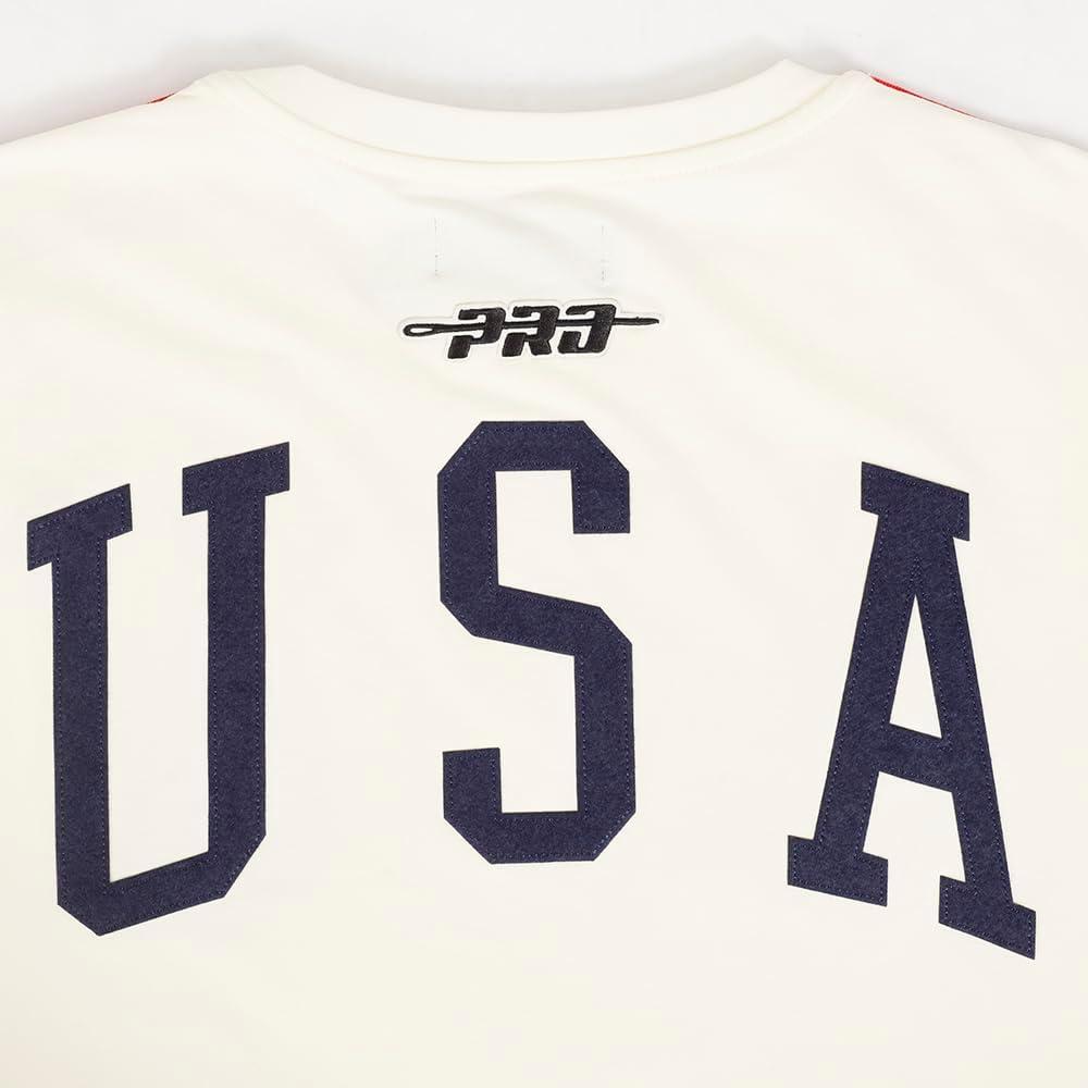 image:imageMens US Soccer Classic Chenille Cotton Single Jersey Taping TeeEggshell Red