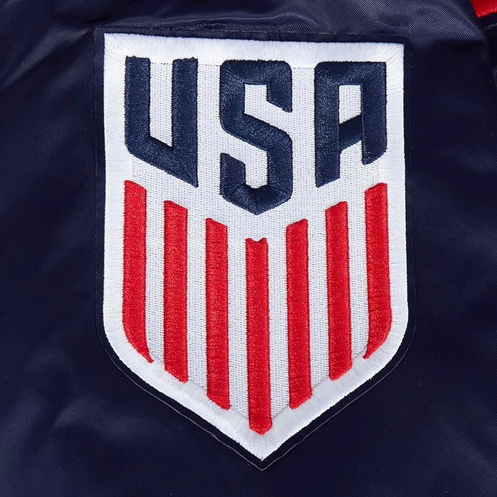 image:imagePro Standard National Teams mens Mens Usmnt Classic Chenille Satin JacketMidnight NavyRedMidnight Navy