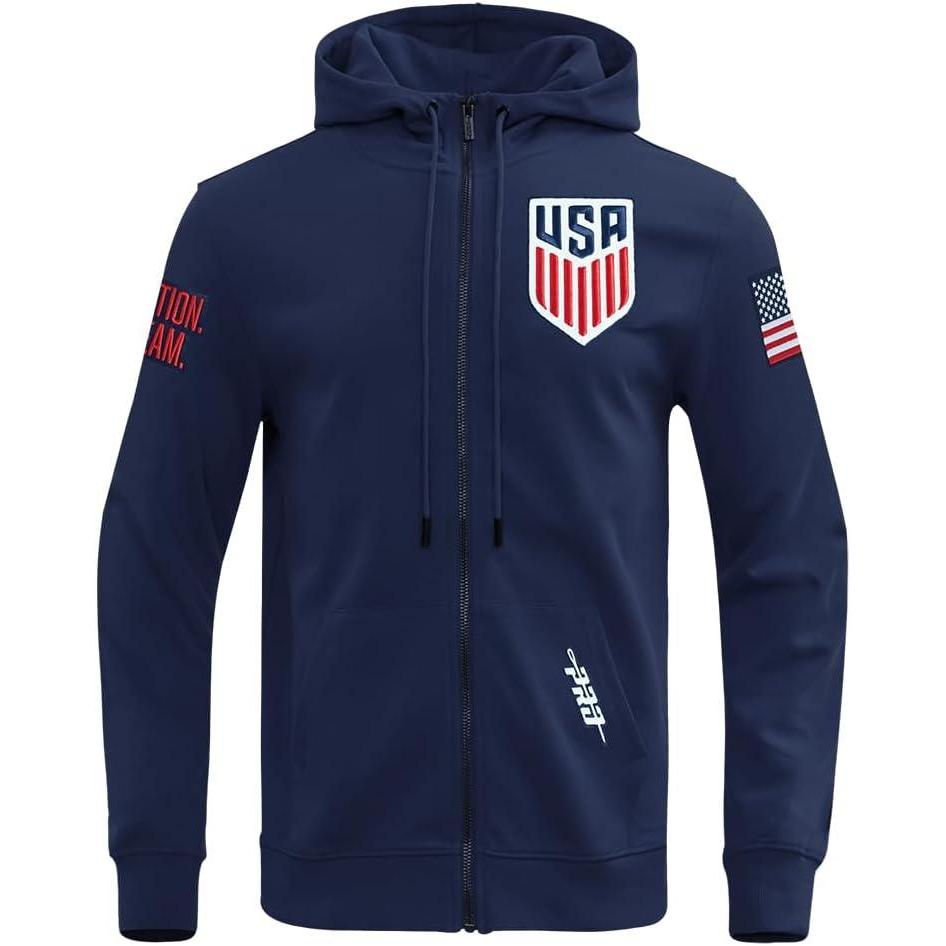 image:imagePro Standard National Teams mens Mens Usmnt Classic Chenille Cotton Double Knit Full Zip HoodieMidnight Navy