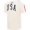 Mens U.S. Soccer Classic Chenille Cotton Single Jersey Taping Tee(Eggshell/ Red)
