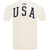 Mens U.S. Soccer Classic Chenille Cotton Single Jersey Taping Tee(Eggshell/ Red)