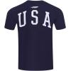 Mens U.S. Soccer Classic Chenille Cotton Single Jersey Taping Tee(Midnight Navy/Red)