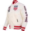 Pro Standard National Teams mens Mens Usmnt Classic Chenille Satin Jacket(Eggshell/ Red)