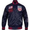 Pro Standard National Teams mens Mens Usmnt Classic Chenille Satin Jacket(Midnight Navy/Red/Midnight Navy)